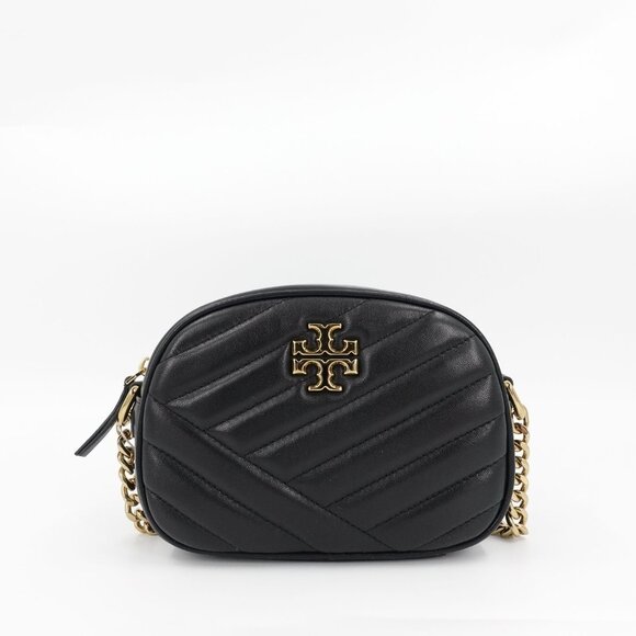 Tory Burch Kira Chevron Small Camera Crossbody Bag Black OS - Picture 1 of 15